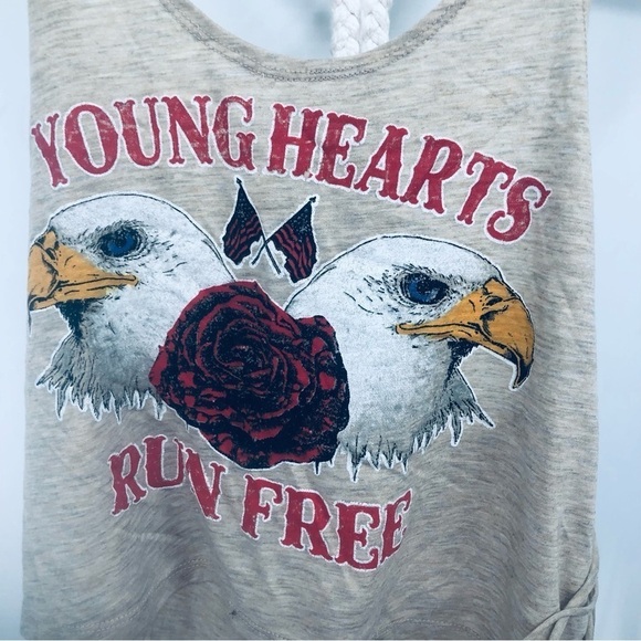 XXI Women’s tan‎ spaghetti strap crop top Size Small biker chick rocker - Picture 2 of 11